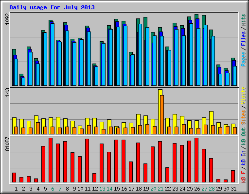 Daily usage for July 2013