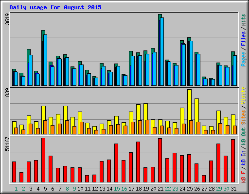 Daily usage for August 2015