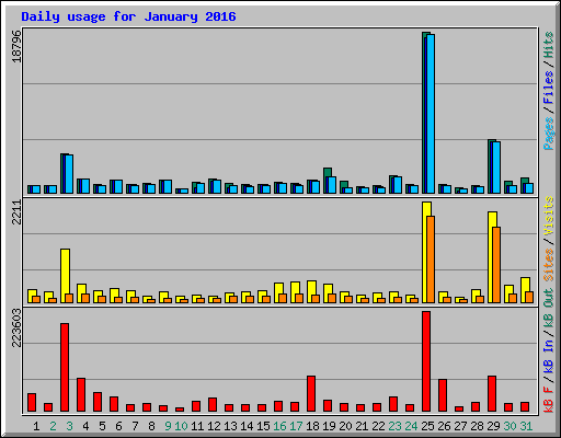 Daily usage for January 2016