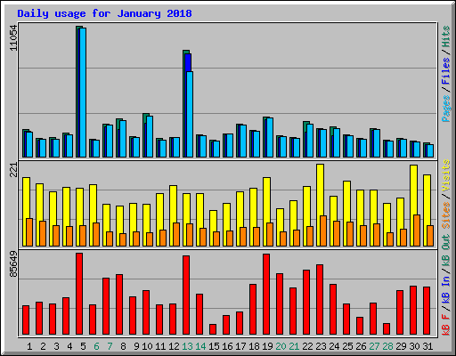 Daily usage for January 2018