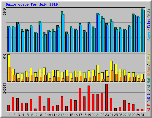 Daily usage for July 2019
