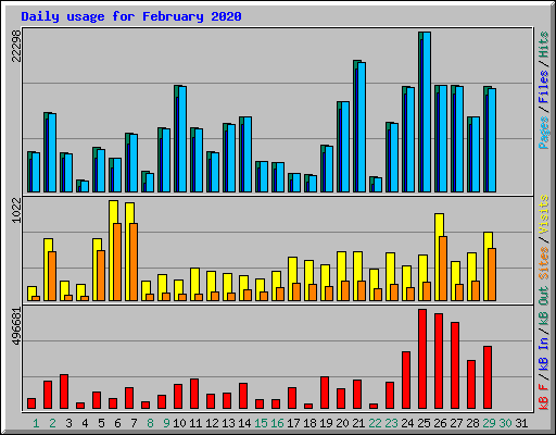 Daily usage for February 2020