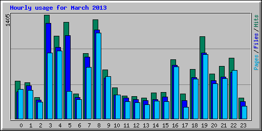 Hourly usage for March 2013