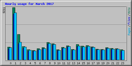 Hourly usage for March 2017