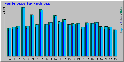 Hourly usage for March 2020